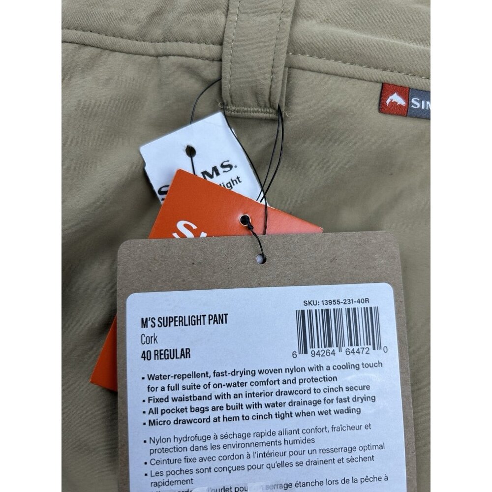 Simms Superlight  Pants Cork Men's 40x32 NWT New $99 Fishing Pants - Picture 7 of 16